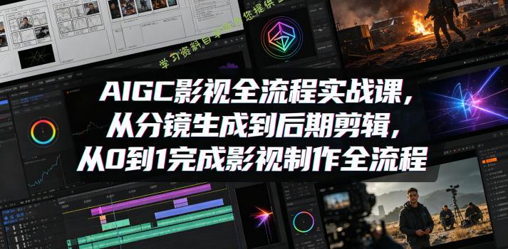 AIGC影视全流程实战课，从分镜生成到后期剪辑，从0到1完成影视制作全流程-为您提供全面学习资料信息资源学习资料自学网