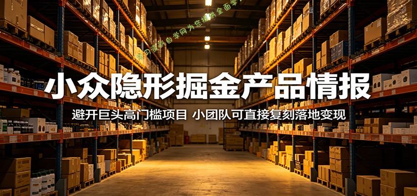 小众隐形掘金产品情报：避开巨头高门槛项目，小团队可直接复刻落地变现-为您提供全面学习资料信息资源学习资料自学网