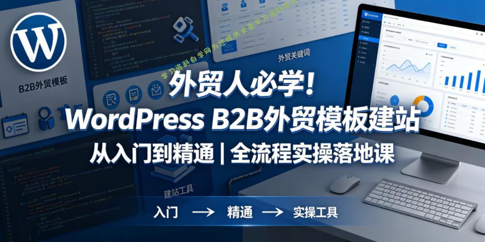 外贸人必学！WordPress B2B外贸模板建站从入门到精通｜全流程实操落地课-为您提供全面学习资料信息资源学习资料自学网