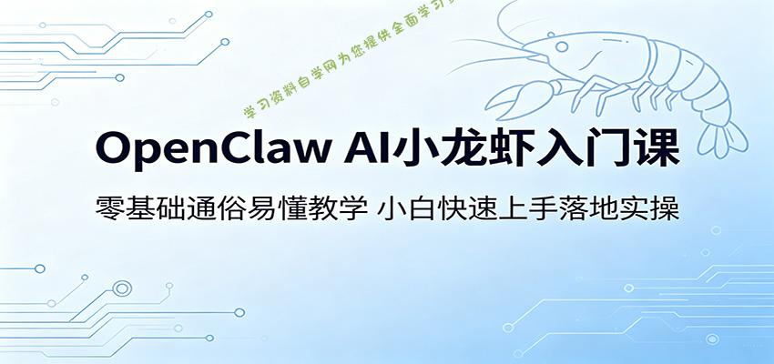 OpenClaw AI小龙虾入门课：零基础通俗易懂教学，小白快速上手落地实操-为您提供全面学习资料信息资源学习资料自学网
