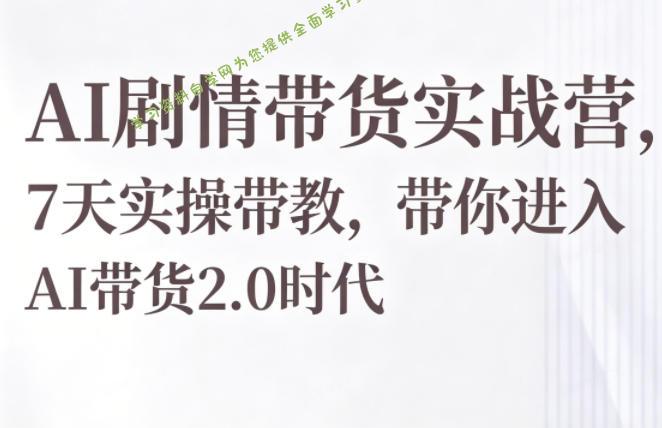 AI剧情带货实战营,7天实操带教,带你进入AI带货2.0时代-为您提供全面学习资料信息资源学习资料自学网