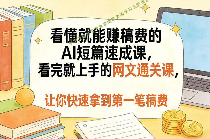 看懂就能賺稿费的AI短篇速成课，看完就上手的网文通关课，让你快速拿到第一笔稿费(更新5月)-为您提供全面学习资料信息资源学习资料自学网