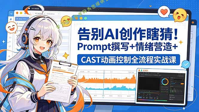 告别AI创作瞎猜！Prompt撰写+情绪营造+CAST动画控制全流程实战课-为您提供全面学习资料信息资源学习资料自学网