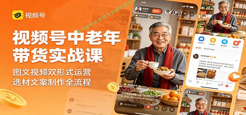 视频号中老年带货实战课：图文视频双形式运营，选材文案制作全流程-为您提供全面学习资料信息资源学习资料自学网