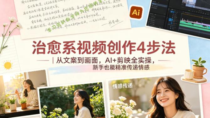 治愈系视频创作4步法｜从文案到画面，AI+剪映全实操，新手也能精准传递情感-为您提供全面学习资料信息资源学习资料自学网