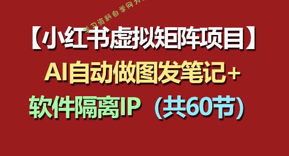 小红书虚拟矩阵项目：软件隔离IP+AI自动做图发笔记(共60节)-为您提供全面学习资料信息资源学习资料自学网