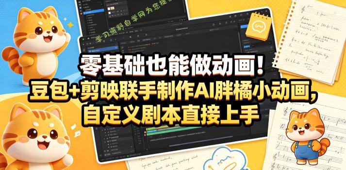 零基础也能做动画！豆包+剪映联手制作AI胖橘小动画，自定义剧本直接上手-为您提供全面学习资料信息资源学习资料自学网