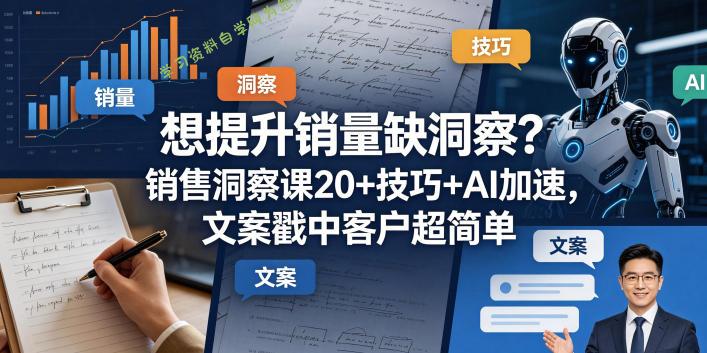 想提升销量缺洞察？销售洞察课20+技巧+AI加速，文案戳中客户超简单【原创双语字幕】-为您提供全面学习资料信息资源学习资料自学网