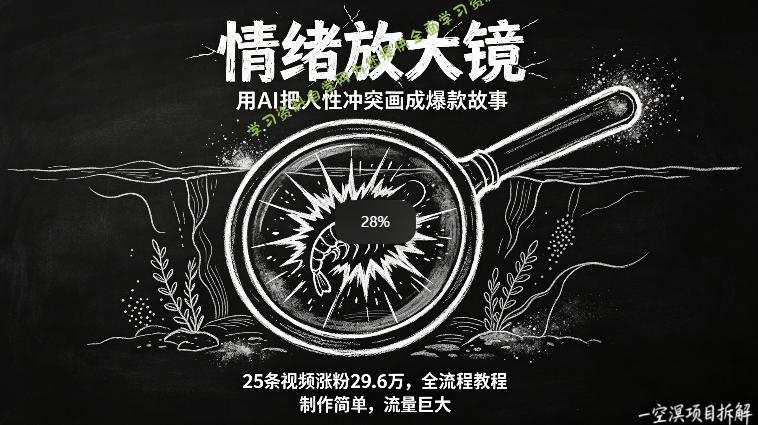 AI制作“情绪放大镜“视频，25条视频涨粉29.6W粉，流量巨大，制作简单，全流程教程-为您提供全面学习资料信息资源学习资料自学网