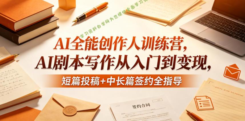 AI全能创作人训练营，AI剧本写作从入门到变现，短篇投稿+中长篇签约全指导-为您提供全面学习资料信息资源学习资料自学网