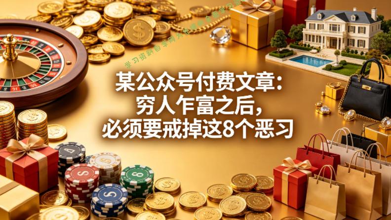 某公众号付费文章:穷人乍富之后,必须要戒掉这8个恶习