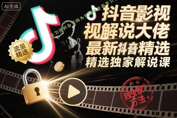 抖音影视解说大佬最新抖音进精选和独家方法，精选独家解说课(更新26年3月)-为您提供全面学习资料信息资源学习资料自学网