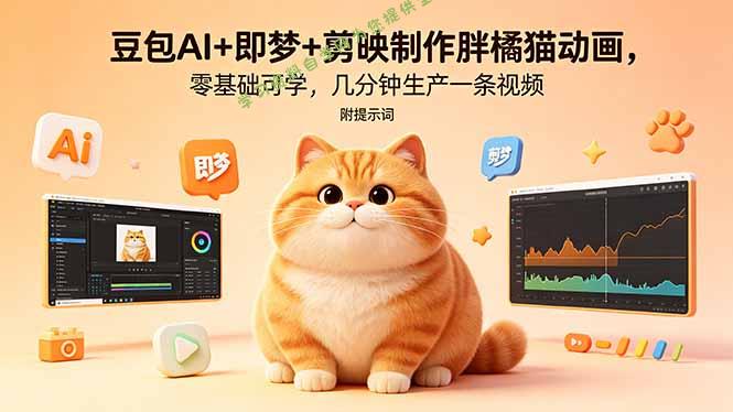 豆包AI+即梦+剪映制作胖橘猫动画，零基础可学，几分钟生产一条视频，附提示词-为您提供全面学习资料信息资源学习资料自学网