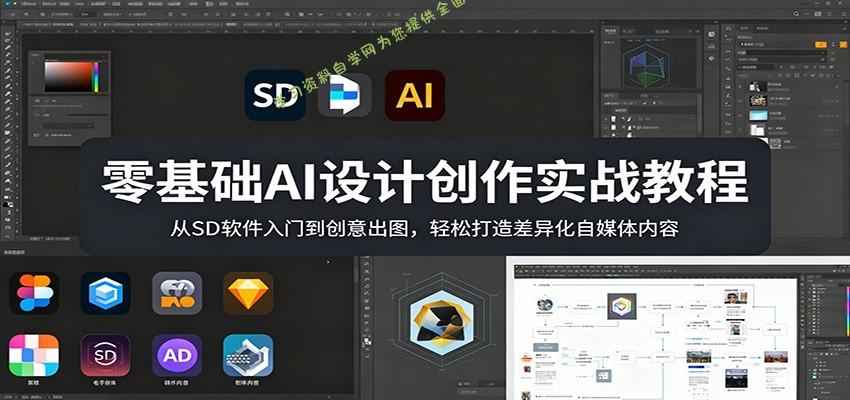 零基础AI设计创作实战教程：从SD软件入门到创意出图，轻松打造差异化自媒体内容-为您提供全面学习资料信息资源学习资料自学网