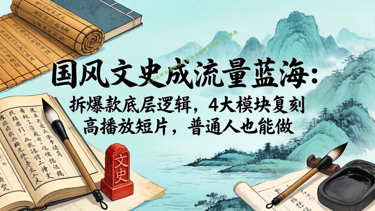 国风文史成流量蓝海：拆爆款底层逻辑，4大模块复刻高播放短片，普通人也能做-为您提供全面学习资料信息资源学习资料自学网