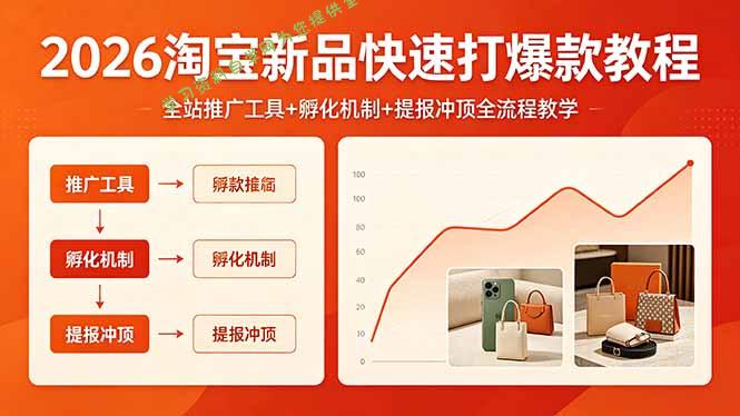 2026淘宝新品快速打爆款教程，全站推广工具+孵化机制+提报冲顶全流程教学-为您提供全面学习资料信息资源学习资料自学网