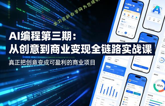 AI编程第三期，从创意到商业变现的全链路实战课，真正把创意变成可盈利的商业项目(更新05月03日)-为您提供全面学习资料信息资源学习资料自学网