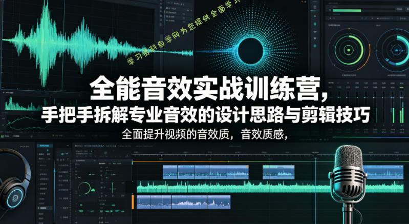 全能音效实战训练营,手把手拆解专业音效的设计思路与剪辑技巧,全面提升视频的音效质感