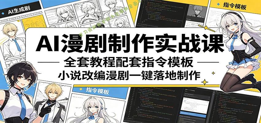 AI漫剧制作实战课：全套教程配套指令模板，小说改编漫剧一键落地制作-为您提供全面学习资料信息资源学习资料自学网