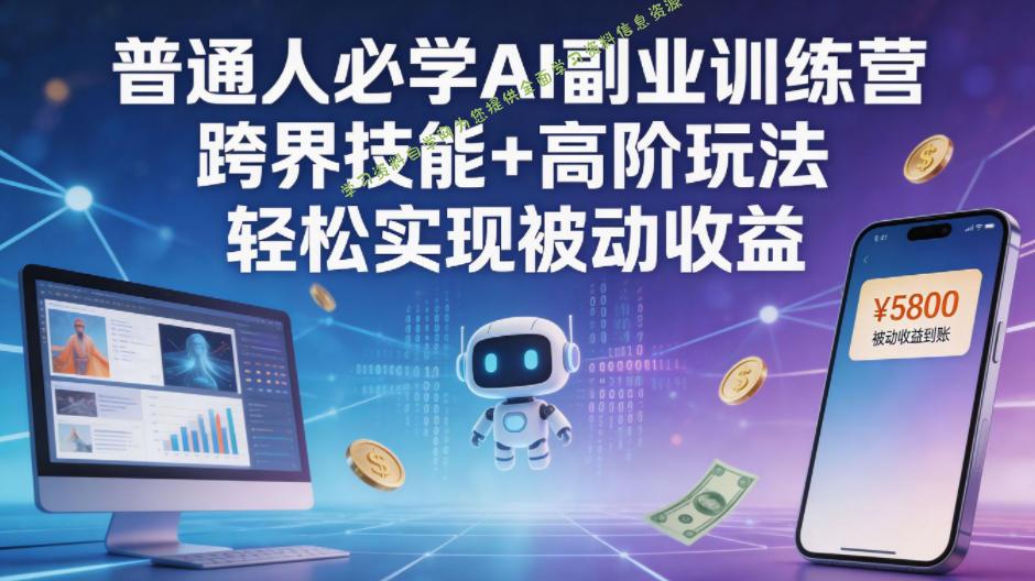 普通人必学AI副业训练营跨界技能+高阶玩法轻松实现被动收益-为您提供全面学习资料信息资源学习资料自学网