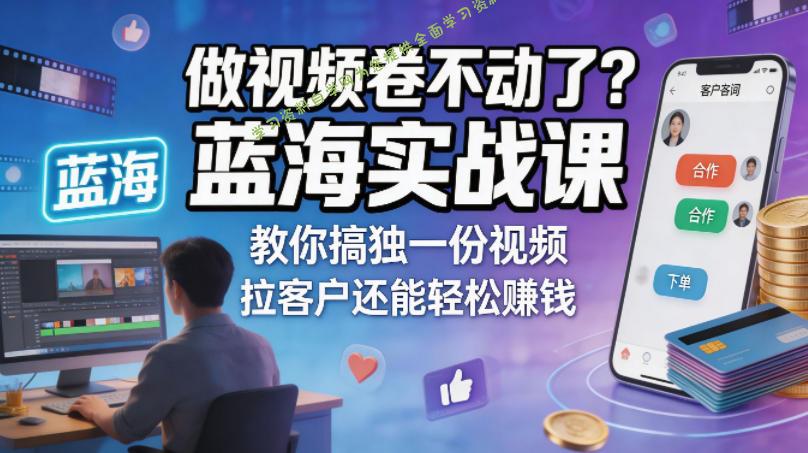 做视频卷不动了?蓝海实战课教你搞独一份视频,拉客户还能轻松賺钱!【原创双语字幕】