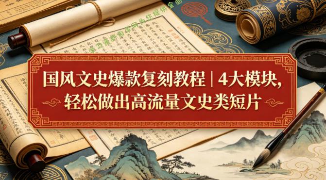 国风文史爆款复刻教程｜4大模块，轻松做出高流量文史类短片-为您提供全面学习资料信息资源学习资料自学网