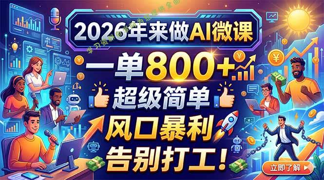 2026年来做AI微课，一单800+，超级简单，风口暴利，告别打工！-为您提供全面学习资料信息资源学习资料自学网