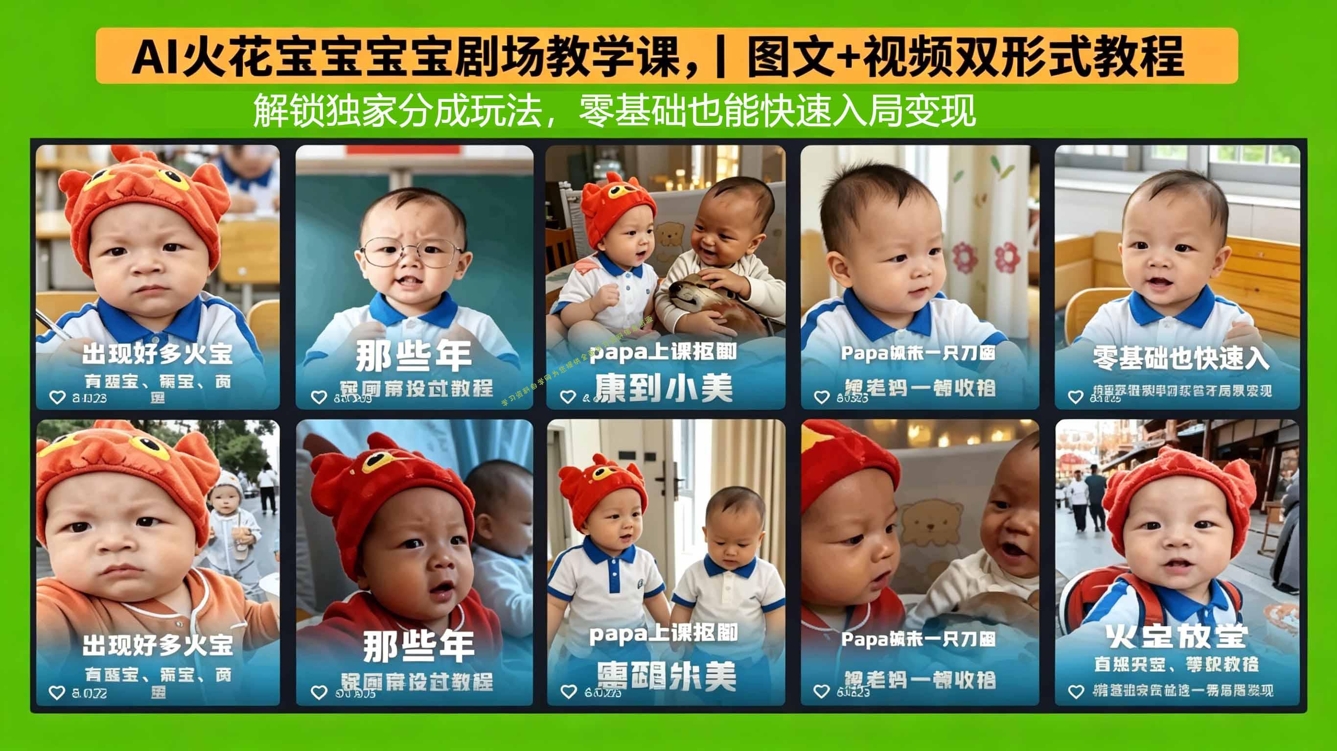 AI火花宝宝宝宝剧场教学课，图文+视频双形式教程，解锁独家分成玩法，零基础也能快速入局变现-为您提供全面学习资料信息资源学习资料自学网