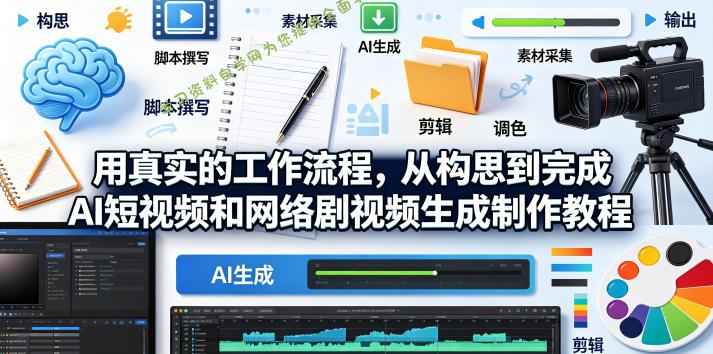 用真实的工作流程,从构思到完成AI短视频和网络剧视频生成制作教程-中英字幕