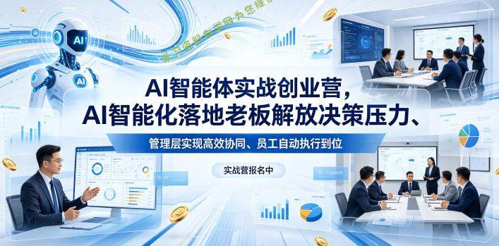 AI智能体实战创业营26年4月23-25号线下课,AI智能化落地老板解放决策压力、管理层实现高效协同、员工自动执行到位