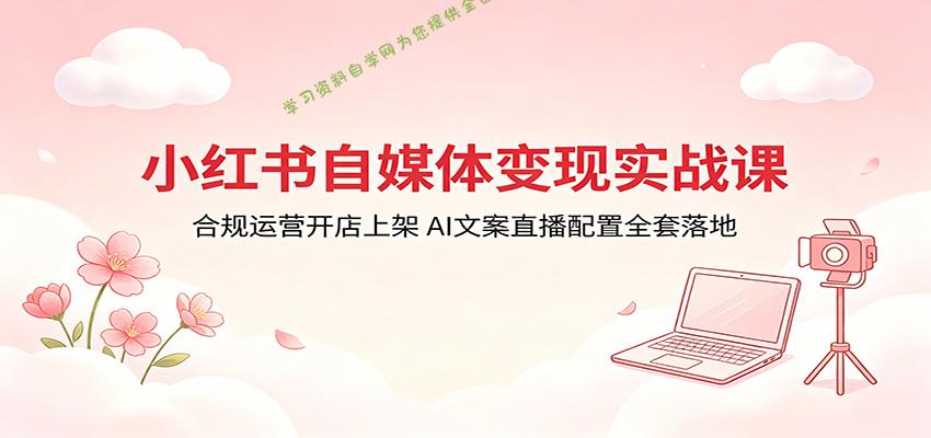 小红书自媒体变现实战课：合规运营开店上架，AI文案直播配置全套落地-为您提供全面学习资料信息资源学习资料自学网