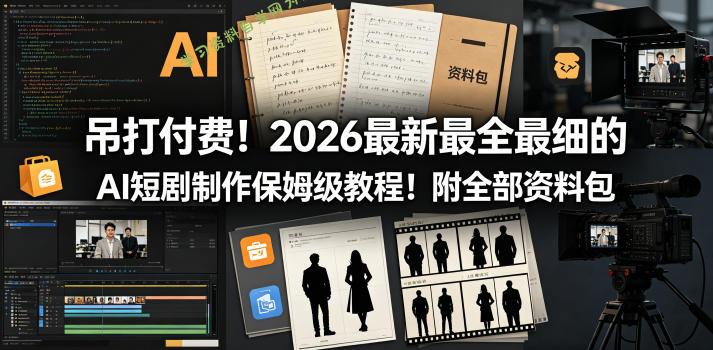 吊打付费！2026最新最全最细的AI短剧制作保姆级教程！附全部资料包-为您提供全面学习资料信息资源学习资料自学网