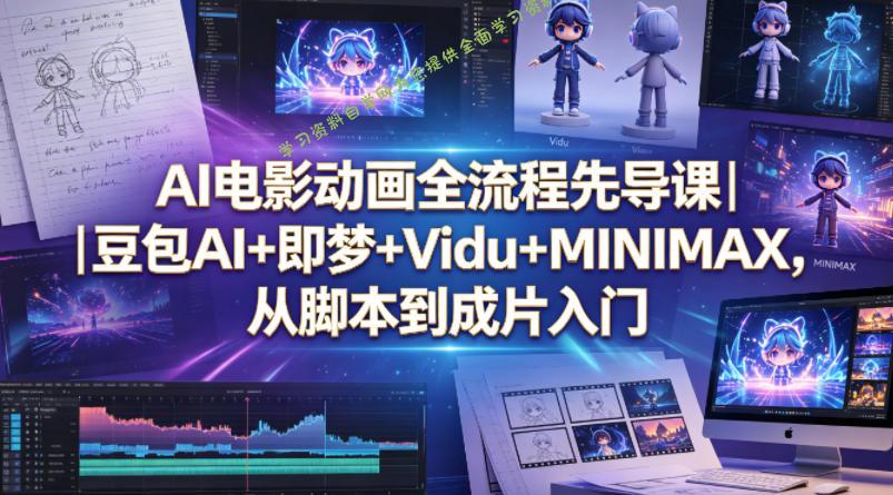 AI电影动画全流程先导课｜豆包AI+即梦+Vidu+MINIMAX，从脚本到成片入门-为您提供全面学习资料信息资源学习资料自学网