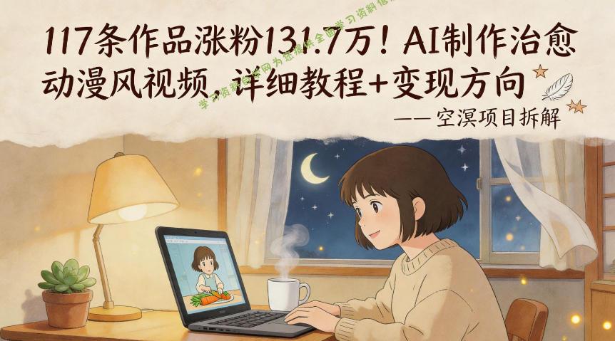 117条作品涨粉131.7W！AI制作治愈动漫风视频，详细教程+变现方向-为您提供全面学习资料信息资源学习资料自学网
