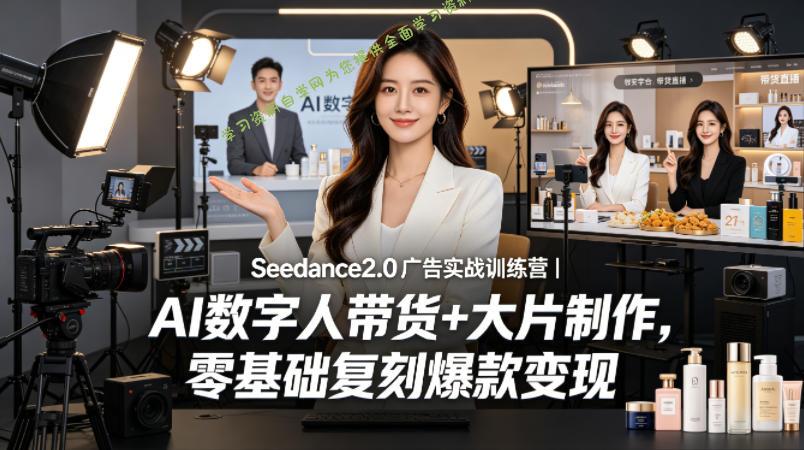 Seedance2.0广告实战训练营|AI数字人带货+大片制作,零基础复刻爆款变现-为您提供全面学习资料信息资源学习资料自学网