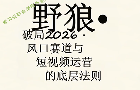 野狼团队·多平台实操运营课(更新4月)-为您提供全面学习资料信息资源学习资料自学网