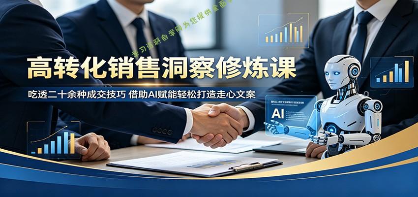 高转化销售洞察修炼课：吃透二十余种成交技巧，借助AI赋能轻松打造走心文案-为您提供全面学习资料信息资源学习资料自学网