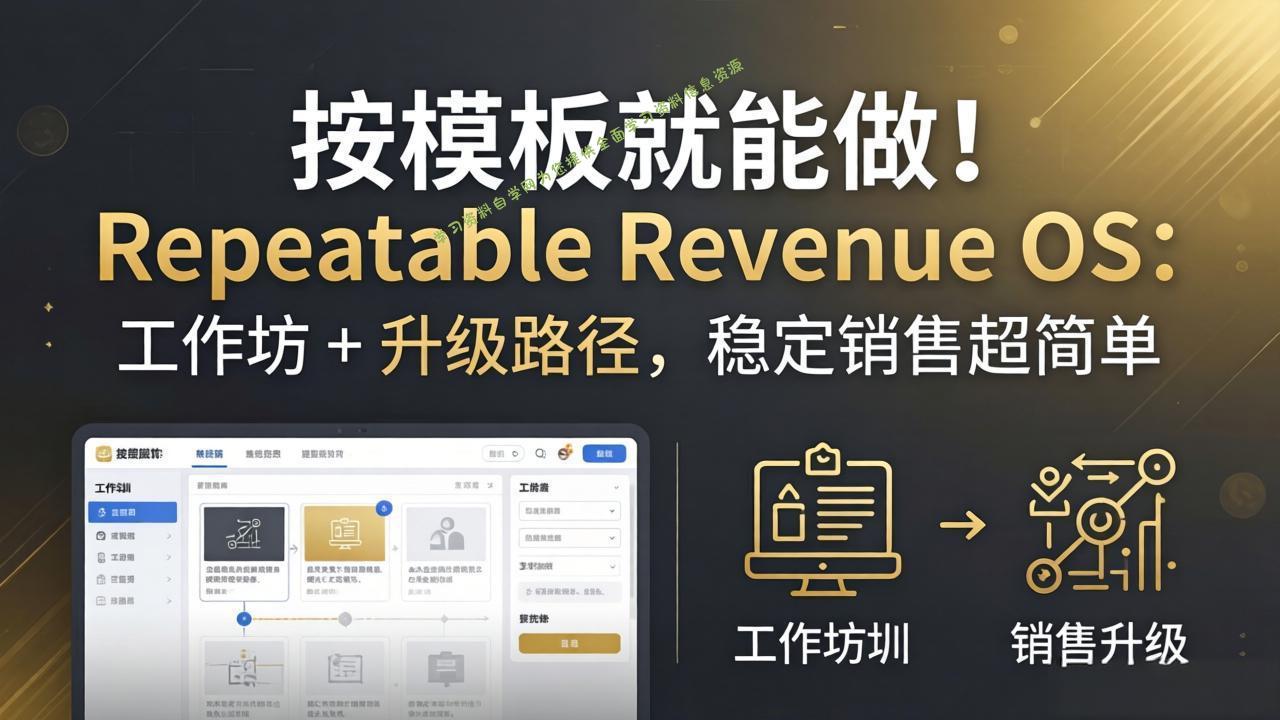 按模板就能做！Repeatable Revenue OS：工作坊 + 升级路径，稳定销售超简单 - - 