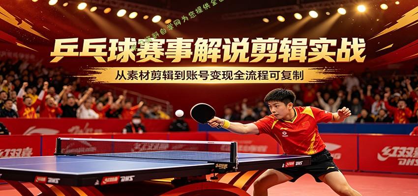 乒乓球赛事解说剪辑实战，从素材剪辑到账号变现全流程可复制 --免费学习资料下载_自媒体课程资源