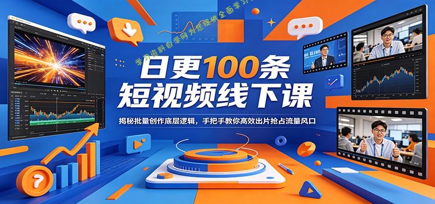 日更100条短视频线下课:揭秘批量创作底层逻辑,手把手教你高效出片抢占流量风口 - -
