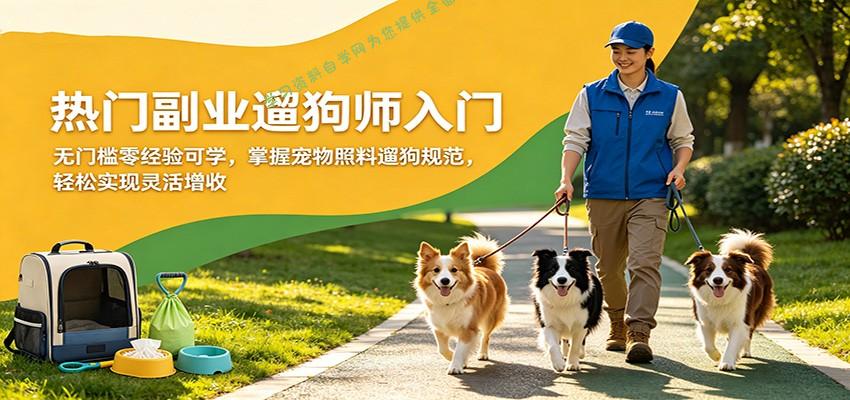 热门副业遛狗师入门，无门槛零经验可学，掌握宠物照料遛狗规范，轻松实现灵活增收 -学习资料自学网  