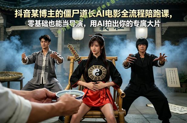 抖音某博主的僵尸道长AI电影全流程陪跑课，零基础也能当导演，用AI拍出你的专属大片-免费学习资料下载_自媒体课程资源学习资料自学网