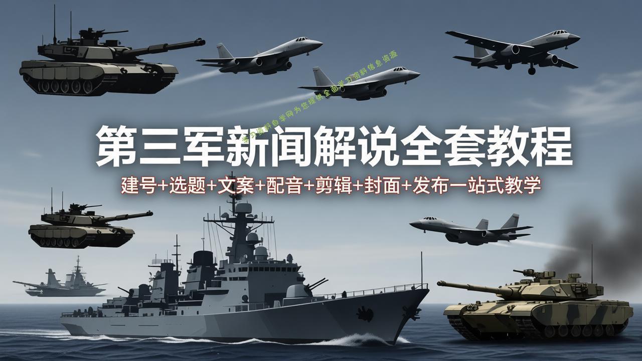 第三军迷新闻解说全套教程：建号+选题+文案+配音+剪辑+封面+发布一站式教学 - - 