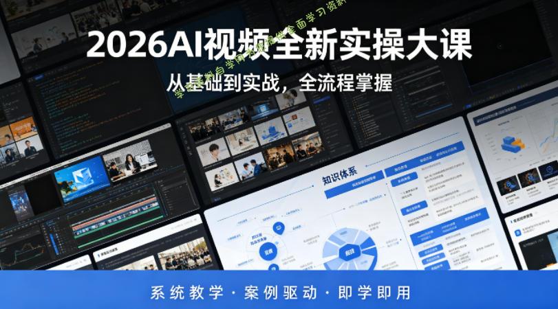 2026AI视频全新实操大课，从基础到实战，全流程掌握，系统教学·案例驱动·即学即用 - 