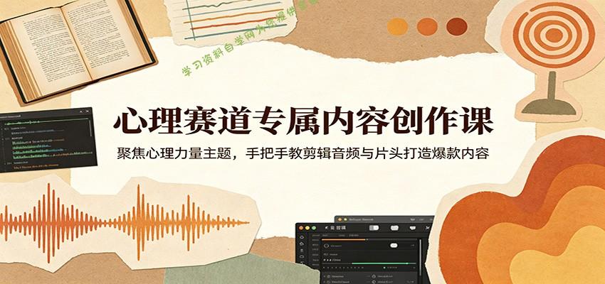心理赛道专属内容创作课:聚焦心理力量主题,手把手教剪辑音频与片头打造爆款内容 - -