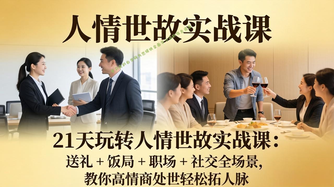 21 天玩转人情世故实战课：送礼 + 饭局 + 职场 + 社交全场景，教你高情商处世轻松拓人脉 - 
