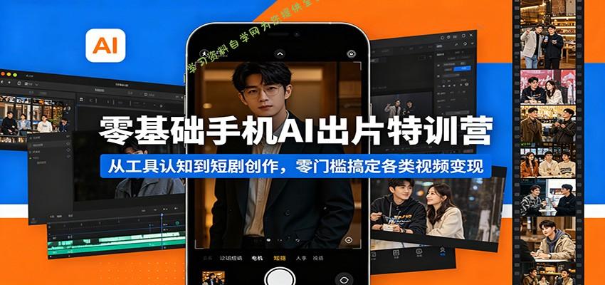零基础手机AI出片特训营：从工具认知到短剧创作，零门槛搞定各类视频变现-免费学习资料下载_自媒体课程资源