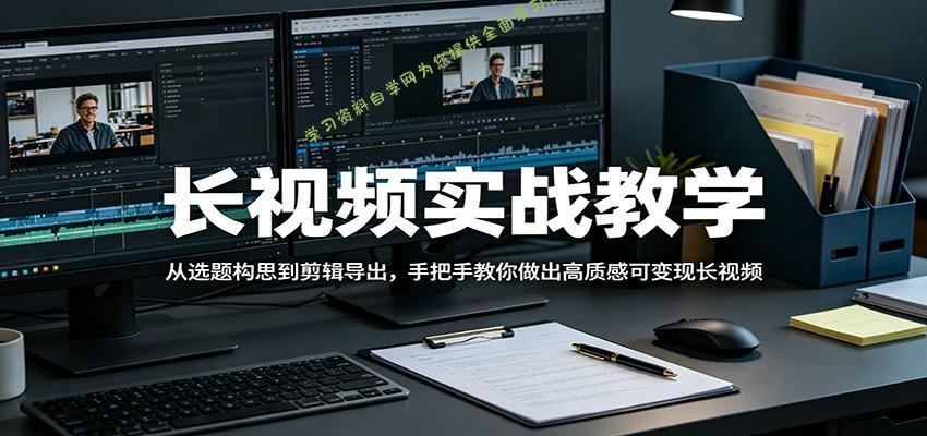 长视频实战教学，从选题构思到剪辑导出，手把手教你做出高质感可变现长视频-免费学习资料下载_自媒体课程资源学习资料自学网
