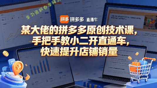 某大佬的拼多多原创技术课,手把手教小二开直通车,快速提升店铺销量