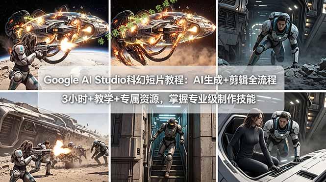 Google AI Studio科幻短片教程：AI生成+剪辑全流程，3小时+教学+专属资源，掌握专业级制作技能 - - 